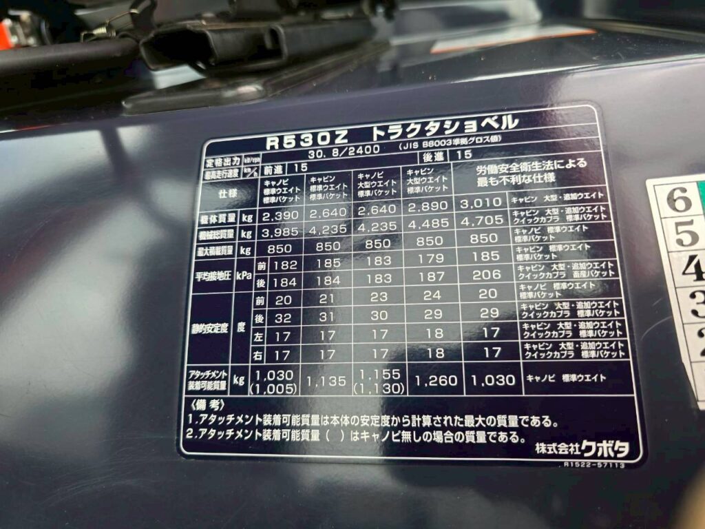 平成26年　クボタ　R530Z　0.5立米　盗難防止装置付★使用時間371時間！★