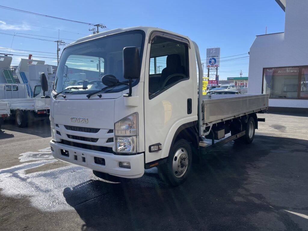平成30年　エルフ２トン平ロング　アルミアオリ　４WD　車検令和7年9月