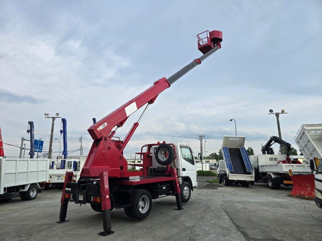 平成19年　三菱　キャンター　11.9ｍ高所作業車　スチールバケット・張り出し不要アウトリガー（車検2年付）