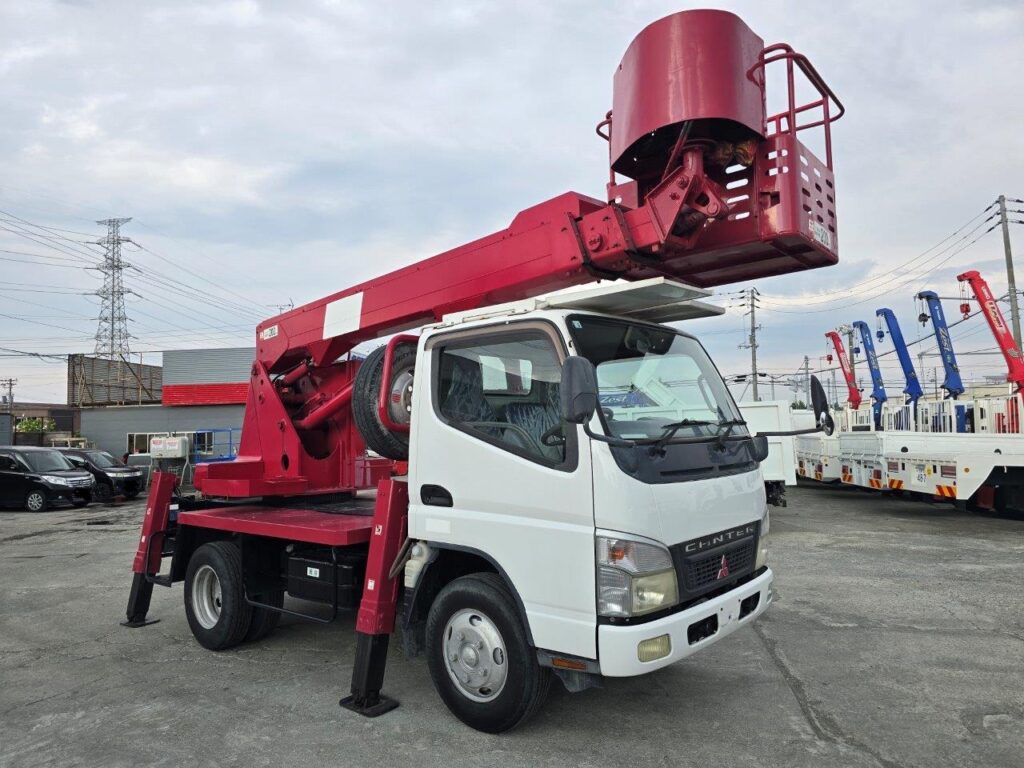 平成19年　三菱　キャンター　11.9ｍ高所作業車　スチールバケット・張り出し不要アウトリガー（車検2年付）