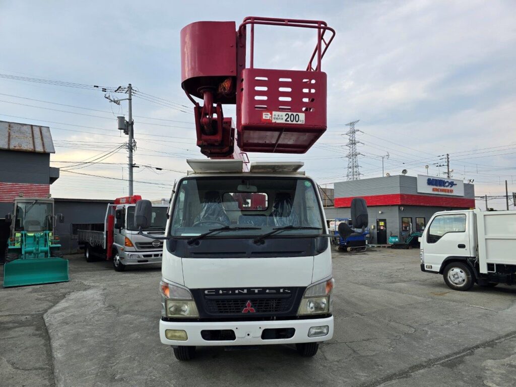 平成19年　三菱　キャンター　11.9ｍ高所作業車　スチールバケット・張り出し不要アウトリガー（車検2年付）