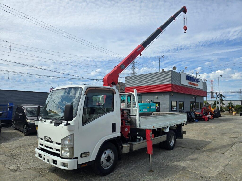 平成23年　いすゞ　エルフ　３トン４段クレーンロング　フックイン・ラジコン付（車検1年付）