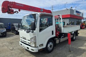 平成23年　いすゞ　エルフ　３トン４段クレーンロング　フックイン・ラジコン付（車検1年付）