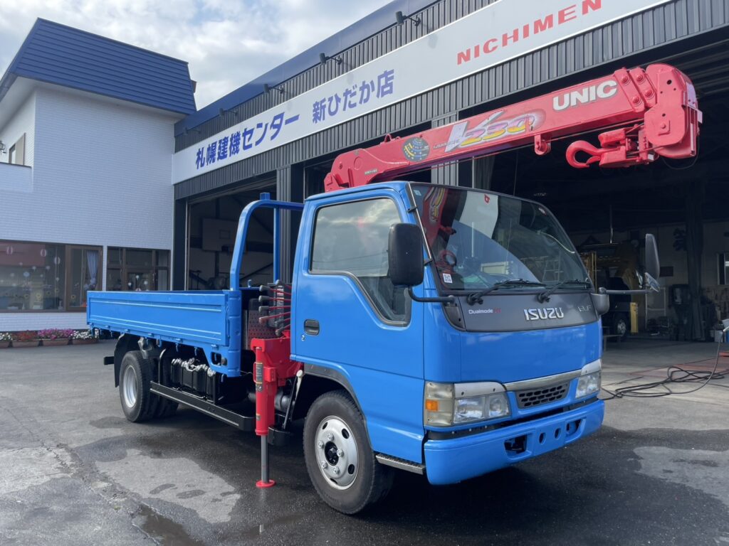 平成15年　エルフ２トン３段クレーンロング　全塗装済み　車検１年付　フル装備