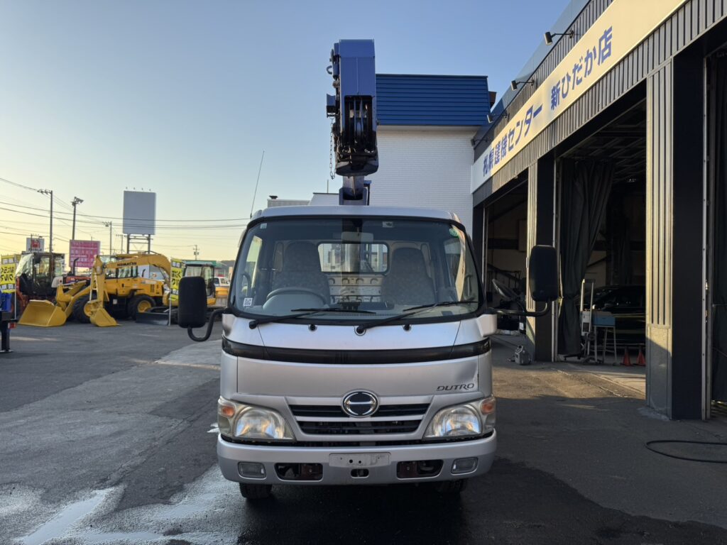 平成20年　デュトロ２トン３段クレーンロング　パワーゲート　車検１年付