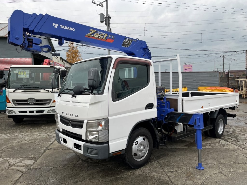 平成24年　三菱　キャンター　２トン４段クレーンロング　フックイン・ラジコン・バックモニター（車検令和8年10月）