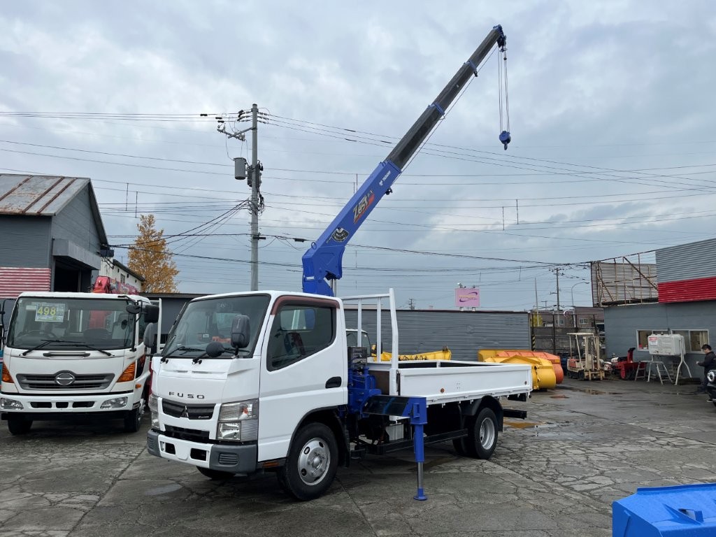 平成24年　三菱　キャンター　２トン４段クレーンロング　フックイン・ラジコン・バックモニター（車検令和8年10月）