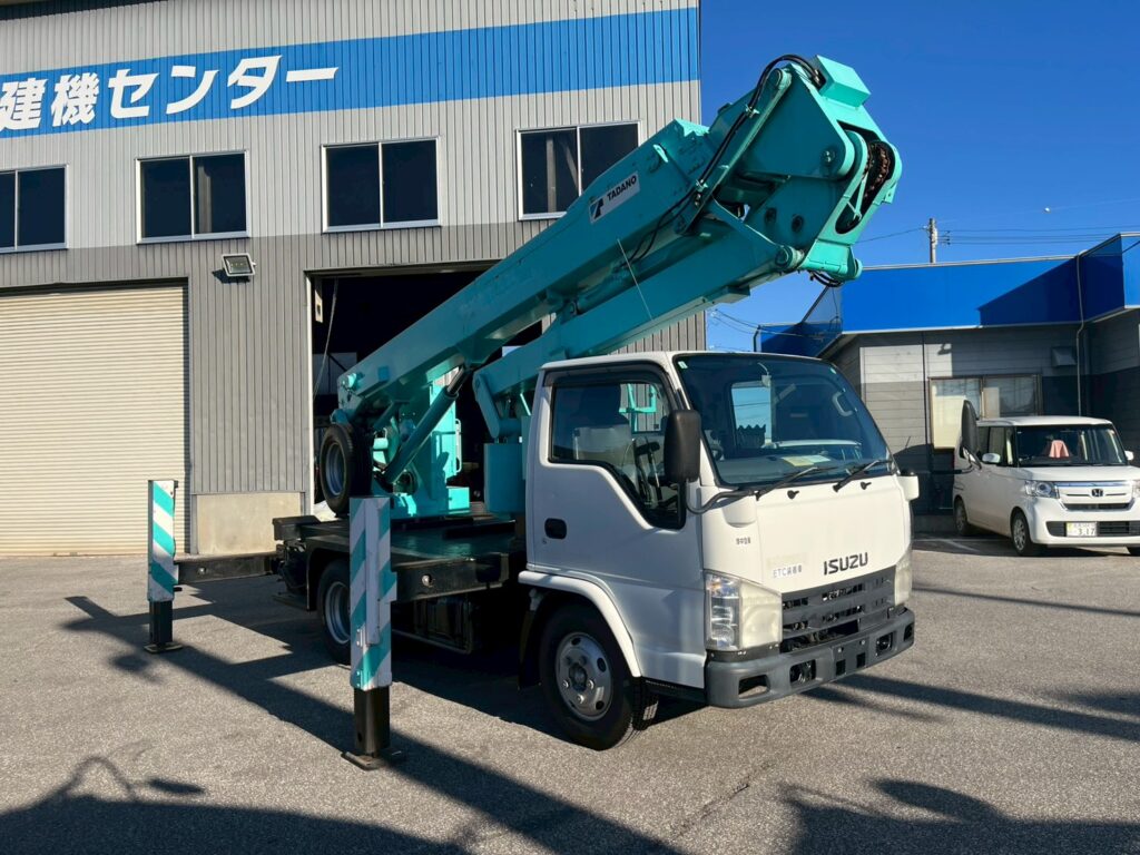 平成21年式　エルフ15.7m屈伸式ブーム高所作業車　スチールバケット