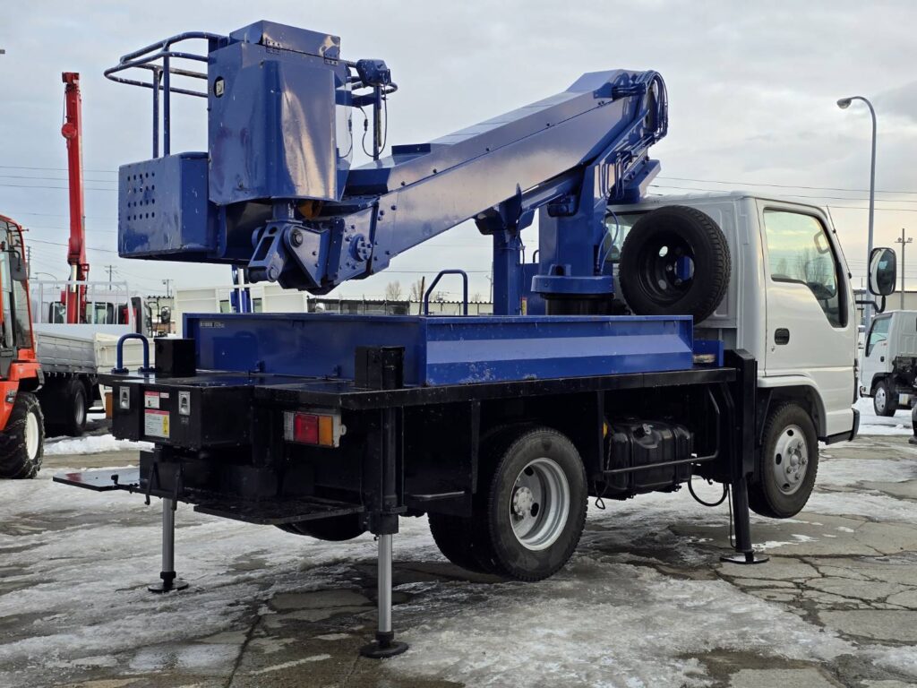 平成19年　いすゞ　エルフ　12ｍ高所作業車　スチール・後方格納・張り出し不要ｱｳﾄﾘｶﾞｰ（車検2年付）