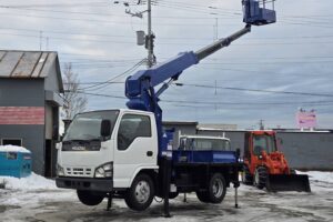 平成19年　いすゞ　エルフ　12ｍ高所作業車　スチール・後方格納・張り出し不要ｱｳﾄﾘｶﾞｰ（車検2年付）