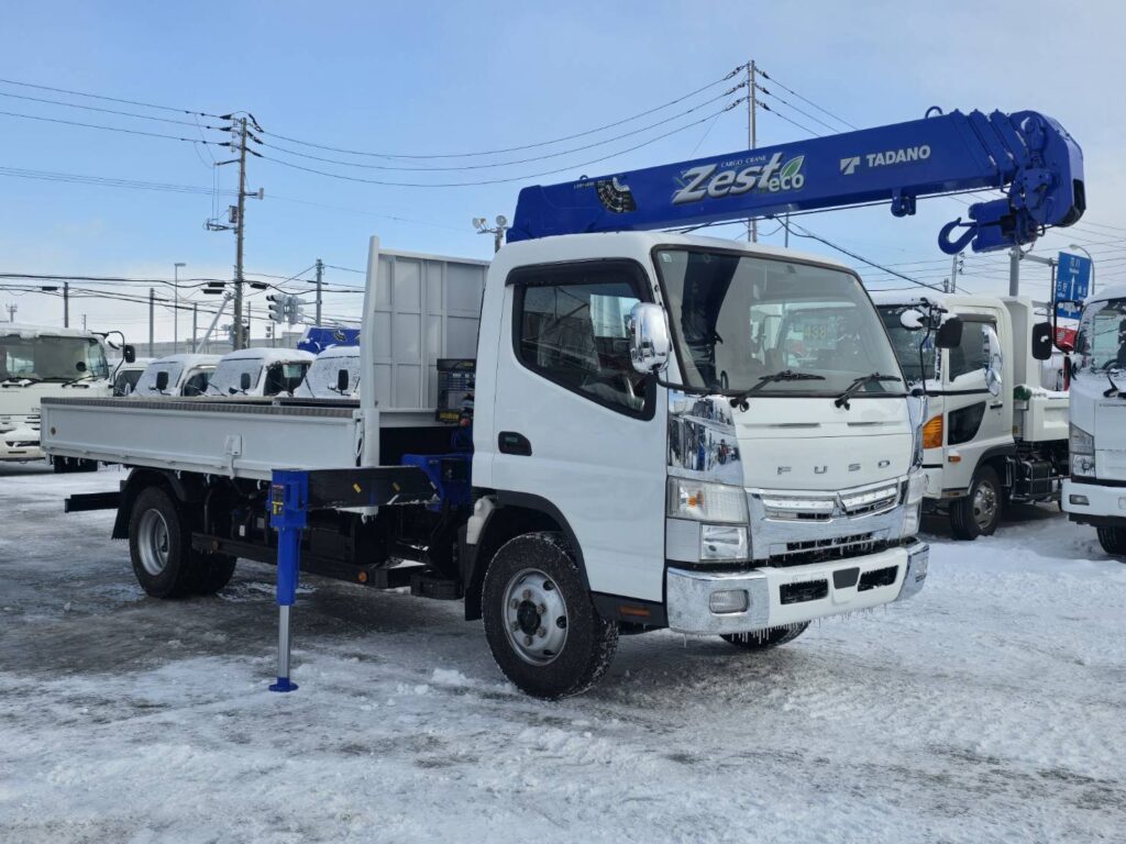 令和2年　三菱　キャンター　３トン4段クレーン　ワイド超ロング　フックイン・ラジコン・差し違い（車検1年付）