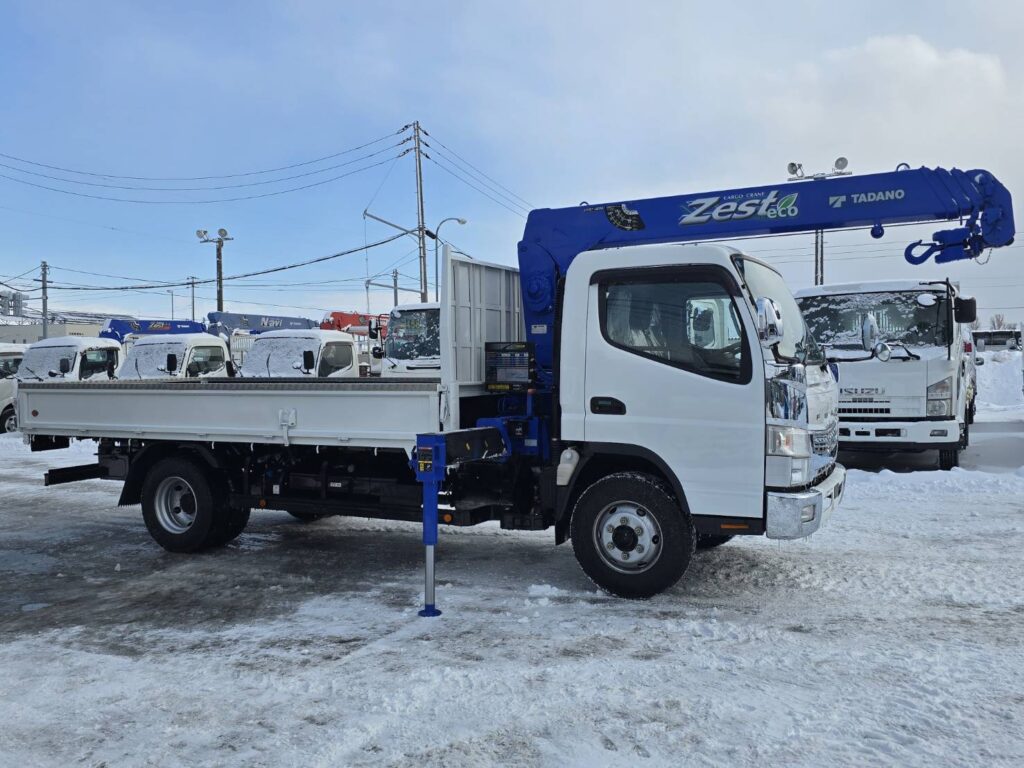 令和2年　三菱　キャンター　３トン4段クレーン　ワイド超ロング　フックイン・ラジコン・差し違い（車検1年付）