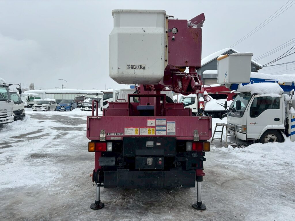 平成19年　いすゞ　エルフ　9.9ｍ高所作業車　FRPバケット　★張り出し不要アウトリガー・後方格納★（車検2年付）