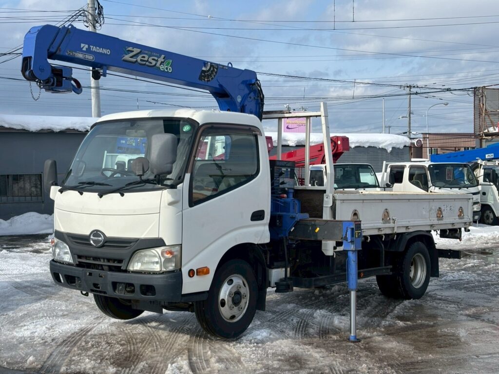 平成24年　日野　デュトロ　２トン３段クレーンロング　フックイン・ラジコン付（車検1年付）