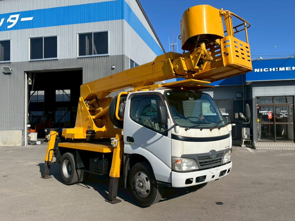 【高所作業車】平成20年式日野デュトロ　スチールバケット【12mブーム】★札幌・江別・旭川・北見・釧路どこでも全国対応可能です！お問合せは北見店へ～TEL0157-57-7166～