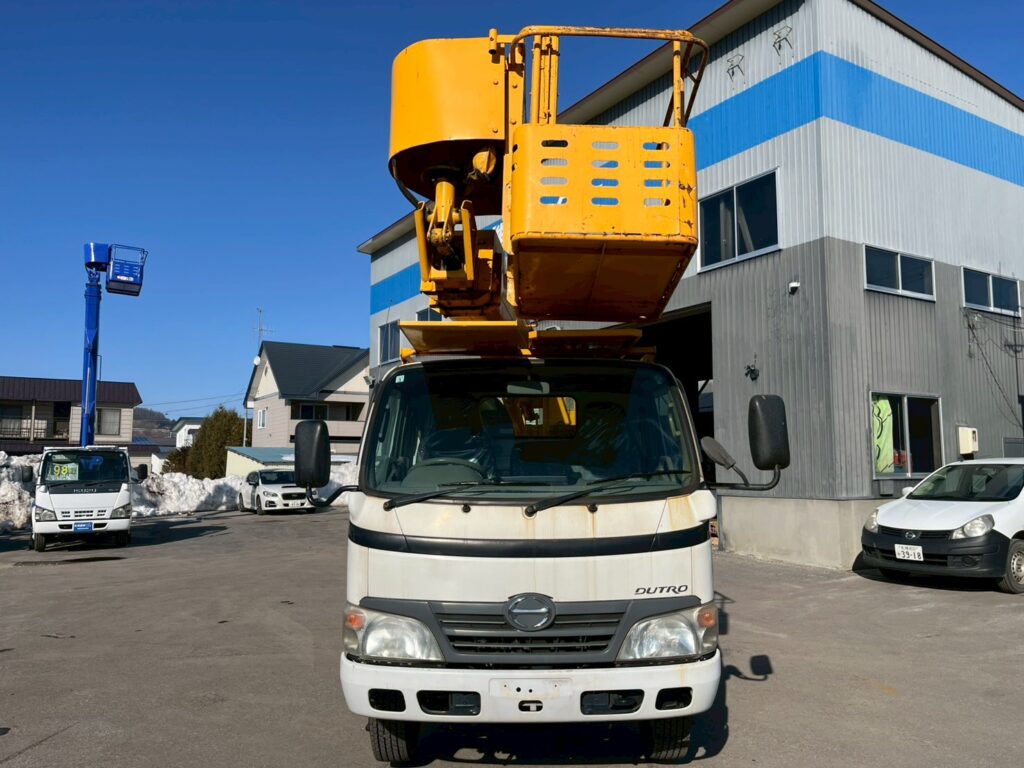 【高所作業車】平成20年式日野デュトロ　スチールバケット【12mブーム】★札幌・江別・旭川・北見・釧路どこでも全国対応可能です！お問合せは北見店へ～TEL0157-57-7166～