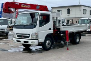 【平成18年式】三菱キャンター3.5tクレーン付き平ボデー！【5段ブームラジコン付き】車検令和8年11月 札幌・江別・旭川・北見・釧路どこでも全国対応可能です！【お問い合わせは北見店へ～TEL0157-57-7166～】